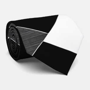Monochrome Geometric Grid Black White Grey Tie