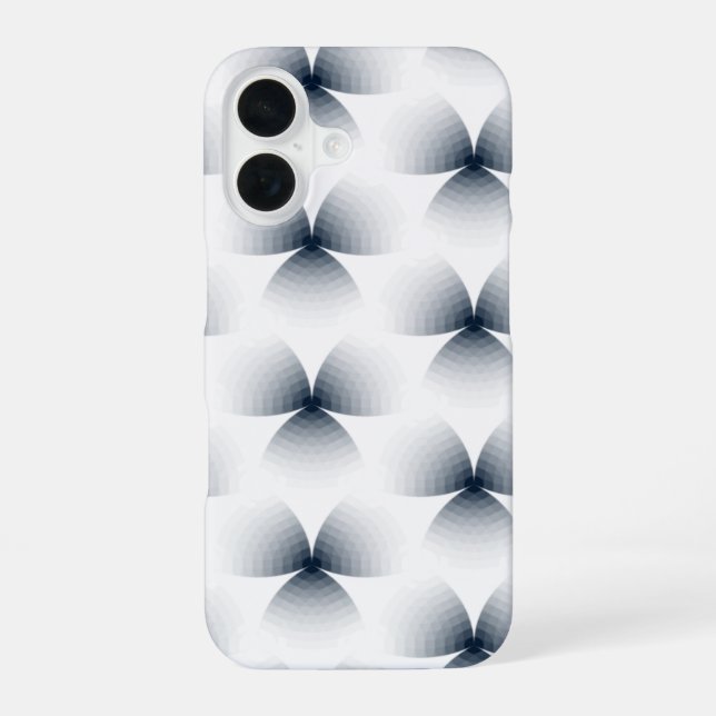 Monochrome Geometric Illusion Gradient Pattern iPhone 16 Case (Back)