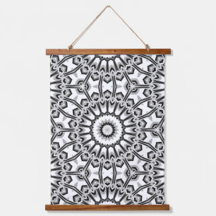 Monochrome Geometric Mandala Bloom Hanging Tapestry