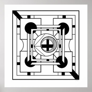 Monochrome Geometric Minimalist Abstract Geometric Poster