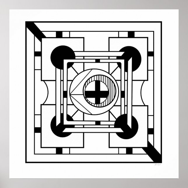 Monochrome Geometric Minimalist Abstract Geometric Poster (Front)