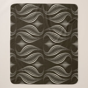 Monochrome Geometric: Modern Vintage Texture Sherpa Blanket