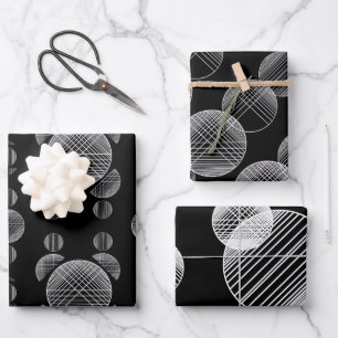 Monochrome geometric pattern. Circles and lines Wrapping Paper Sheet