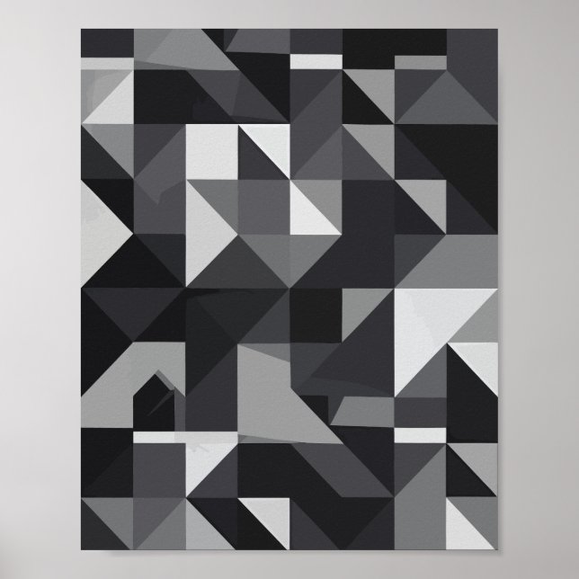 Monochrome Geometric Pattern with Triangular Shape Poster (Front)