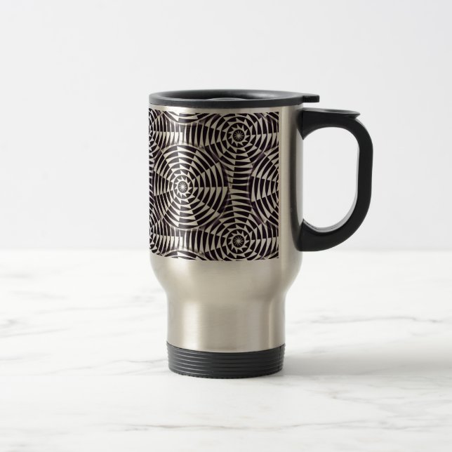 Monochrome geometric seamless pattern travel mug (Right)