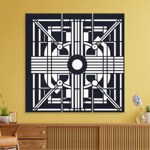 Monochrome Geometric Symmetry – Abstract Line & Ci Canvas Print