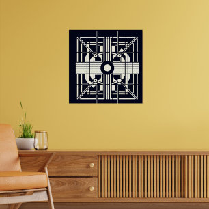 Monochrome Geometric Symmetry – Abstract Line & Ci Poster