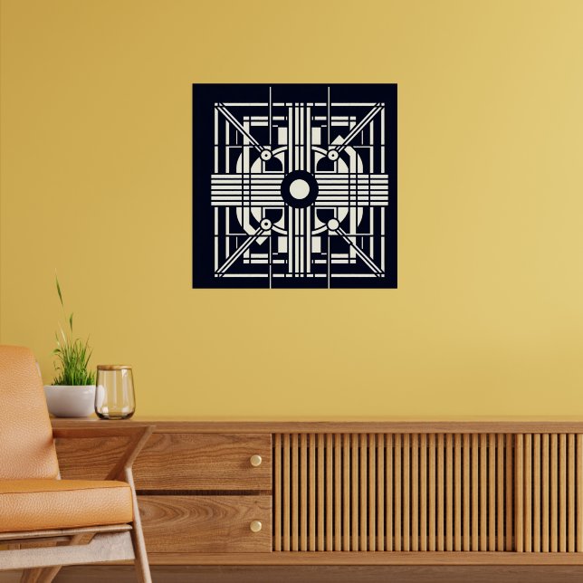 Monochrome Geometric Symmetry – Abstract Line & Ci Poster (Living Room 2)