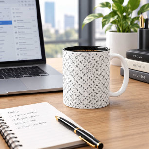 Monochrome Geometric Texture Seamless Diamond Look Two-Tone Coffee Mug