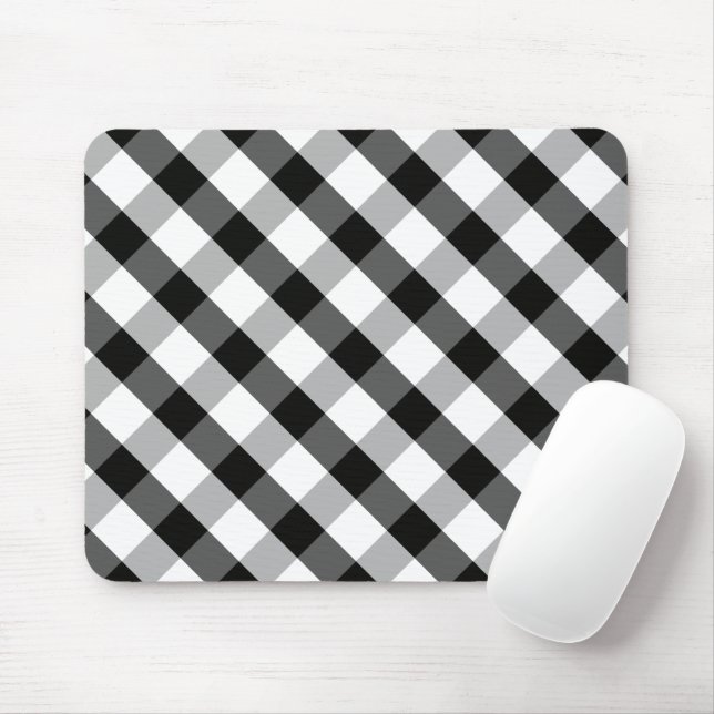 Monochrome Gingham Mouse Mat (With Mouse)