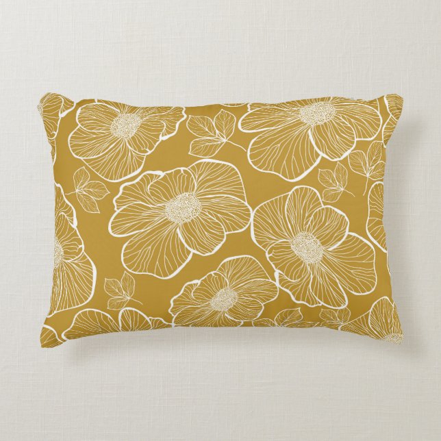 Monochrome Gold Floral: Abstract Seamless Decorative Cushion (Front)