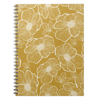 Monochrome Gold Floral: Abstract Seamless Notebook
