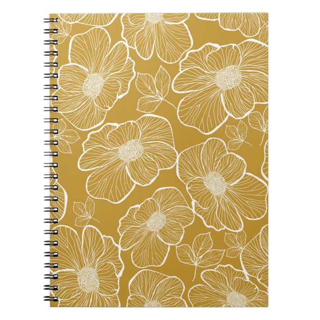 Monochrome Gold Floral: Abstract Seamless Notebook (Front)
