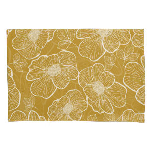 Monochrome Gold Floral: Abstract Seamless Pillowcase