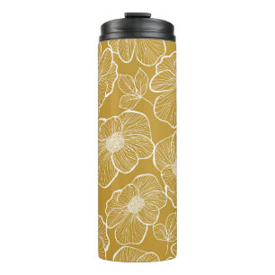 Monochrome Gold Floral: Abstract Seamless Thermal Tumbler