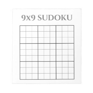 Monochrome Gray and White 9x9 Sudoku Template Notepad