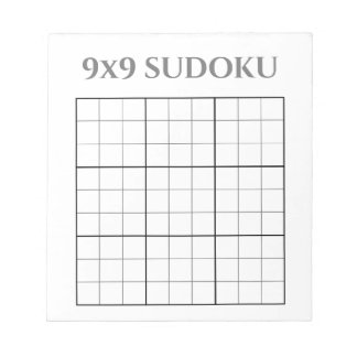 Monochrome Gray and White 9x9 Sudoku Template Notepad