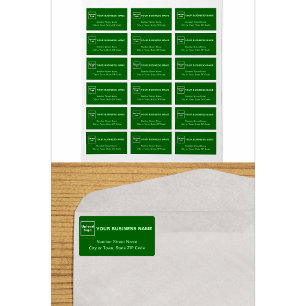 Monochrome Green Business Address Label