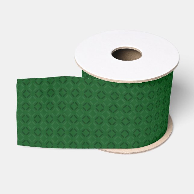 Monochrome green elegant geometric pattern. grosgrain ribbon (Spool)