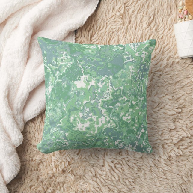 Monochrome Green Marble Cushion (Blanket)