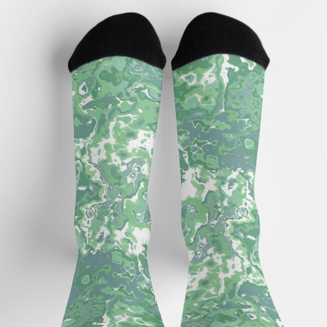 Monochrome Green Marble Socks (Top)