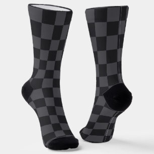 Monochrome Grey Black Croatian Chequered Pattern Socks