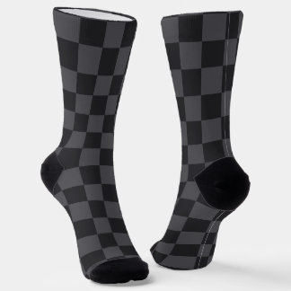 Monochrome Grey Black Croatian Chequered Pattern Socks