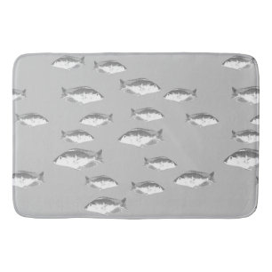 Monochrome grey fish bath mat