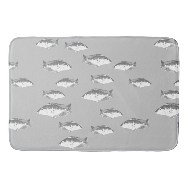Monochrome grey fish bath mat (Front)