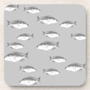 Monochrome grey fish coaster