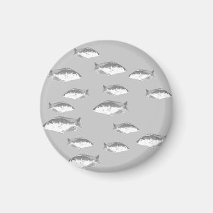 Monochrome grey fish magnet