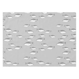 Monochrome grey fish tablecloth