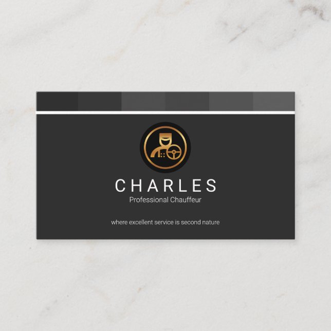 Monochrome Grey Stripe Box Driver Chauffeur Business Card (Front)