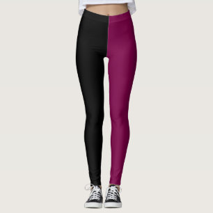 Monochrome Half Black Half Magenta Leggings