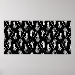 Monochrome Halloween seamless pattern with bones. Poster