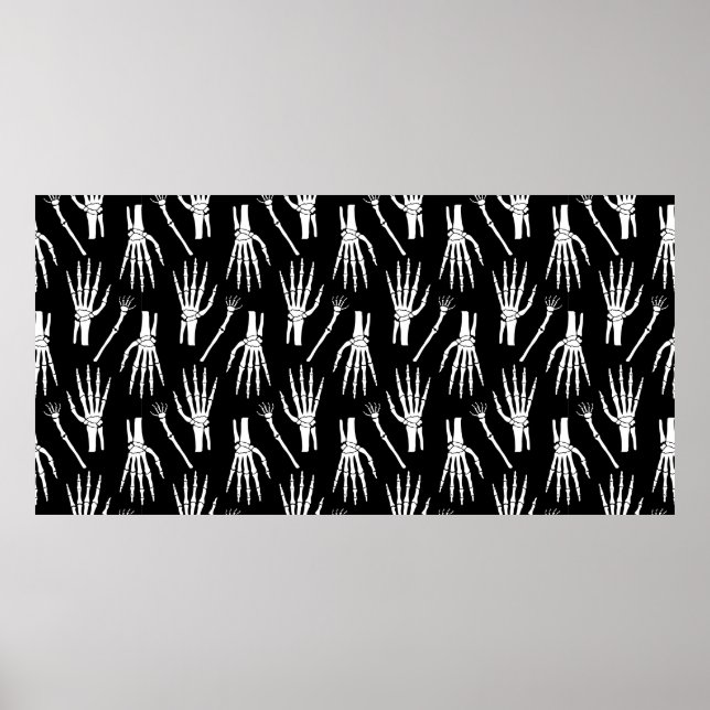 Monochrome Halloween seamless pattern with bones.  Poster (Front)