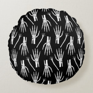 Monochrome Halloween seamless pattern with bones. Round Cushion