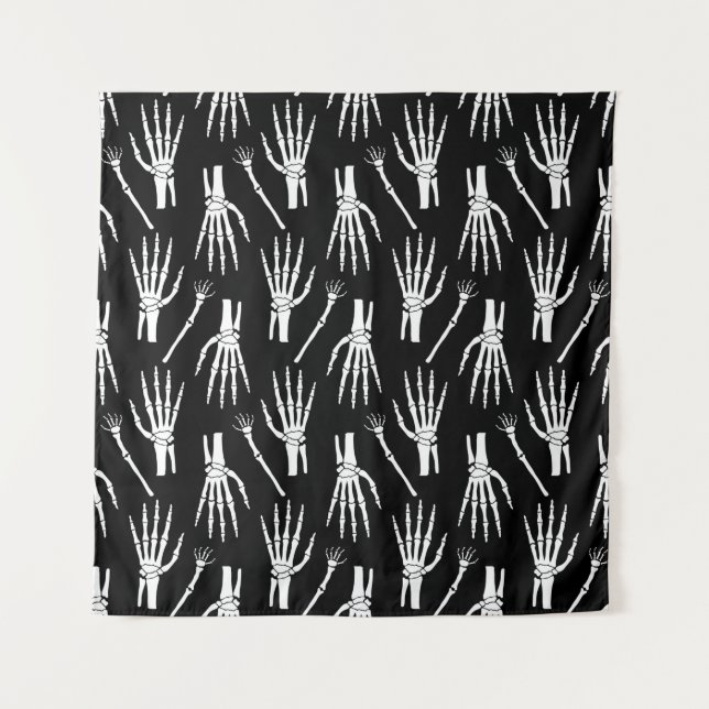 Monochrome Halloween seamless pattern with bones.  Tapestry (Front)
