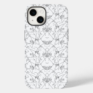 Monochrome Hand-Drawn Floral Design Case-Mate iPhone 14 Case