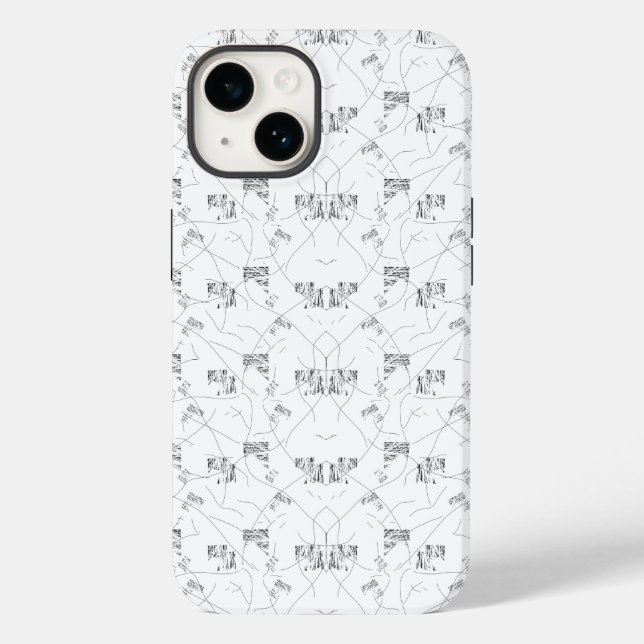 Monochrome Hand-Drawn Floral Design Case-Mate iPhone Case (Back)