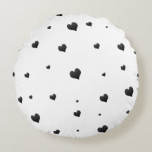 Monochrome Hearts Minimalist Love Round Polyester 