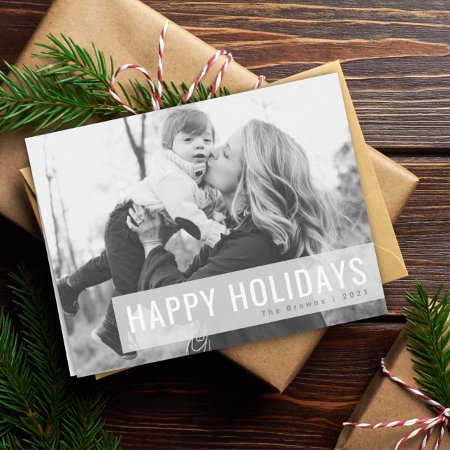 Monochrome Holidays | Black and White Photo Xmas Holiday Card (Creator Uploaded)