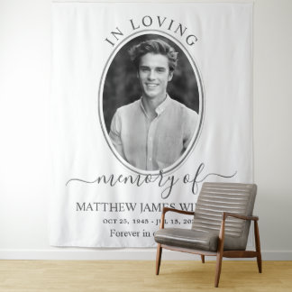 Monochrome In Loving Memory Memorial Funeral Photo Tapestry