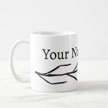 Monochrome Ink Branch Pattern Mug