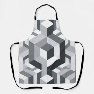 Monochrome Isometric Cube Pattern Apron