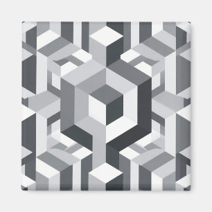 Monochrome Isometric Cube Pattern Magnet