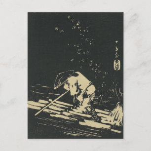Monochrome Japanese Ukiyo-e Postcard