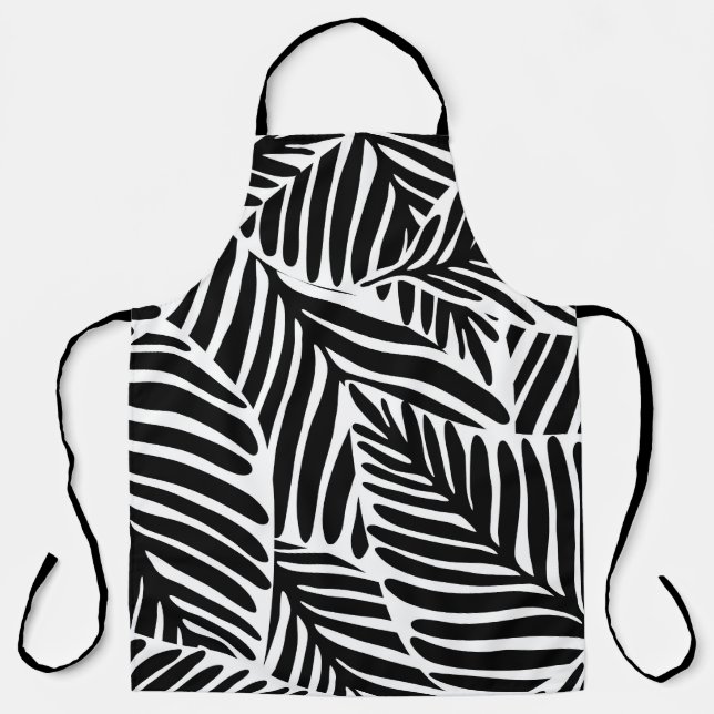 Monochrome Jungle Geometric Seamless Pattern Apron (Front)