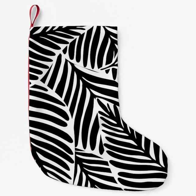 Monochrome Jungle Geometric Seamless Pattern Small Christmas Stocking (Front)