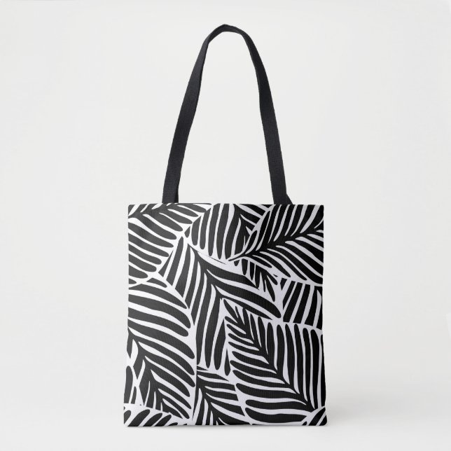 Monochrome Jungle Geometric Seamless Pattern Tote Bag (Front)
